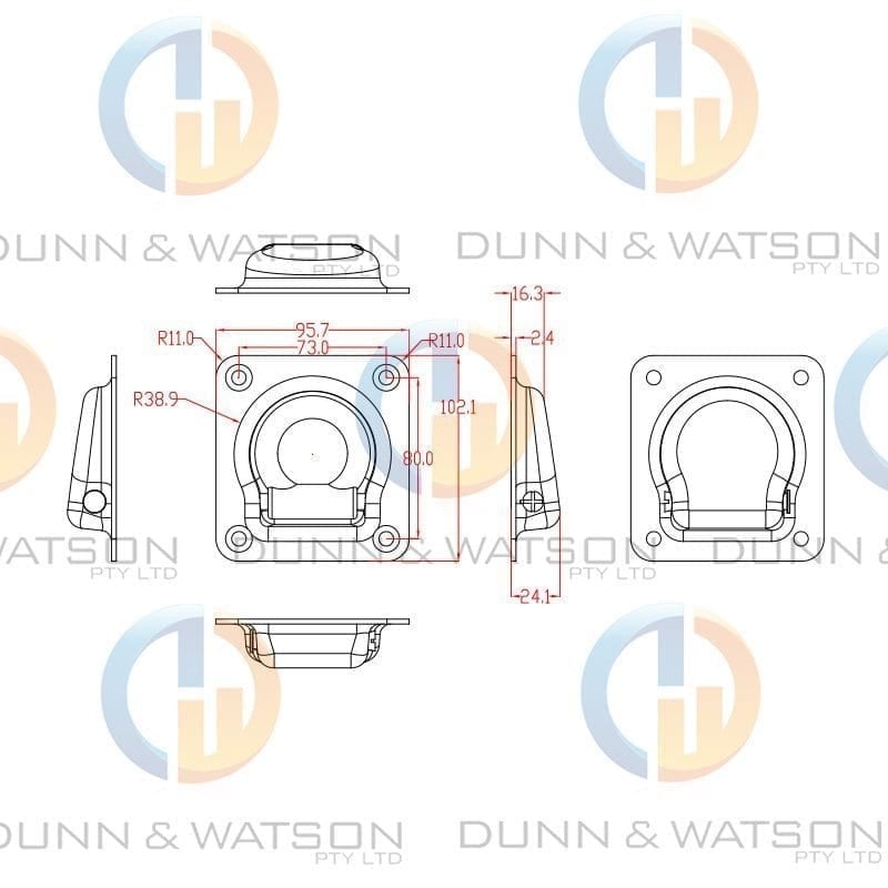 Heavy Duty Zinc Plated Recessed Tie Down - 3