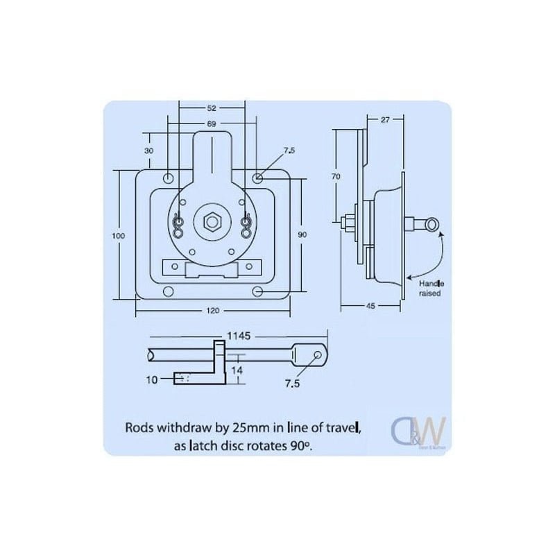 Three Point Locking - (Includes 2 x 1200mm Rods) - 1