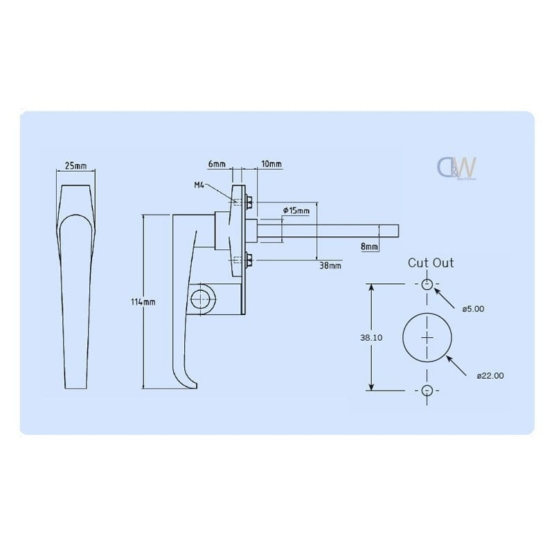 L Handles Rear Fixing L Handle Non Locking2