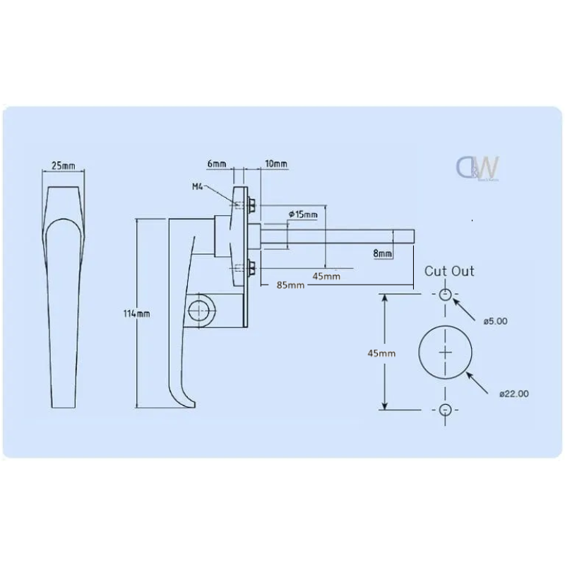 Pad Locking 'L' Handle - 10