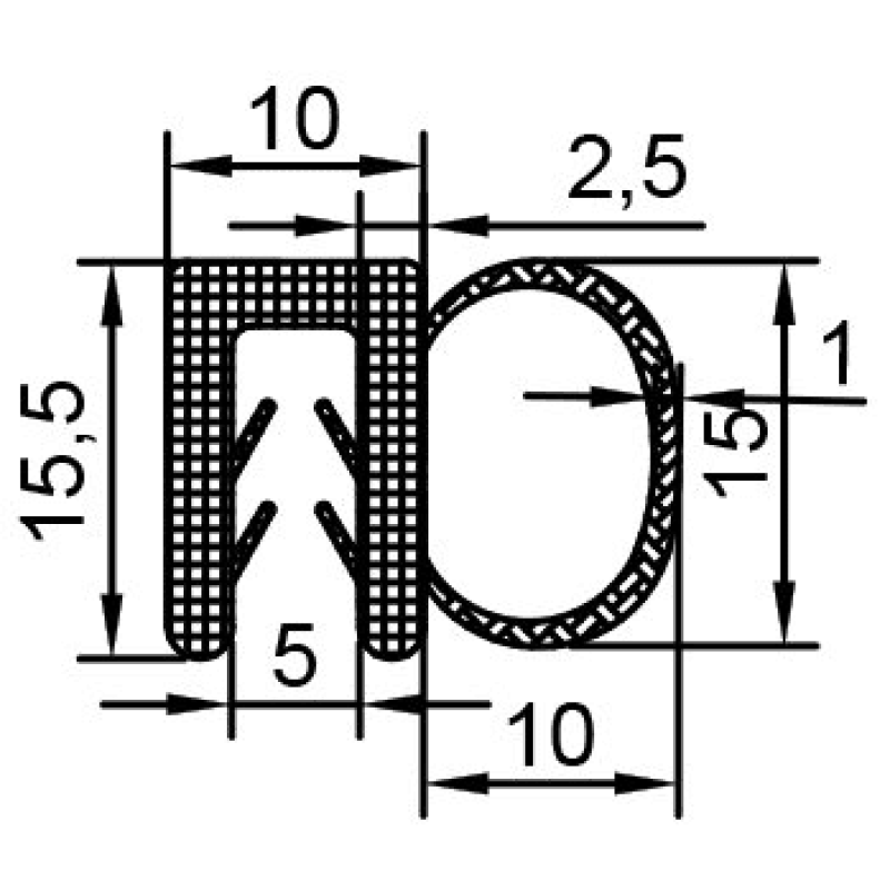 Rubber Seal Cross Section Diagram