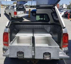 cargo drawer handles in car