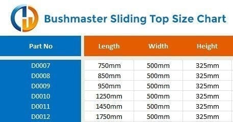 bushmaster sliding top size chart