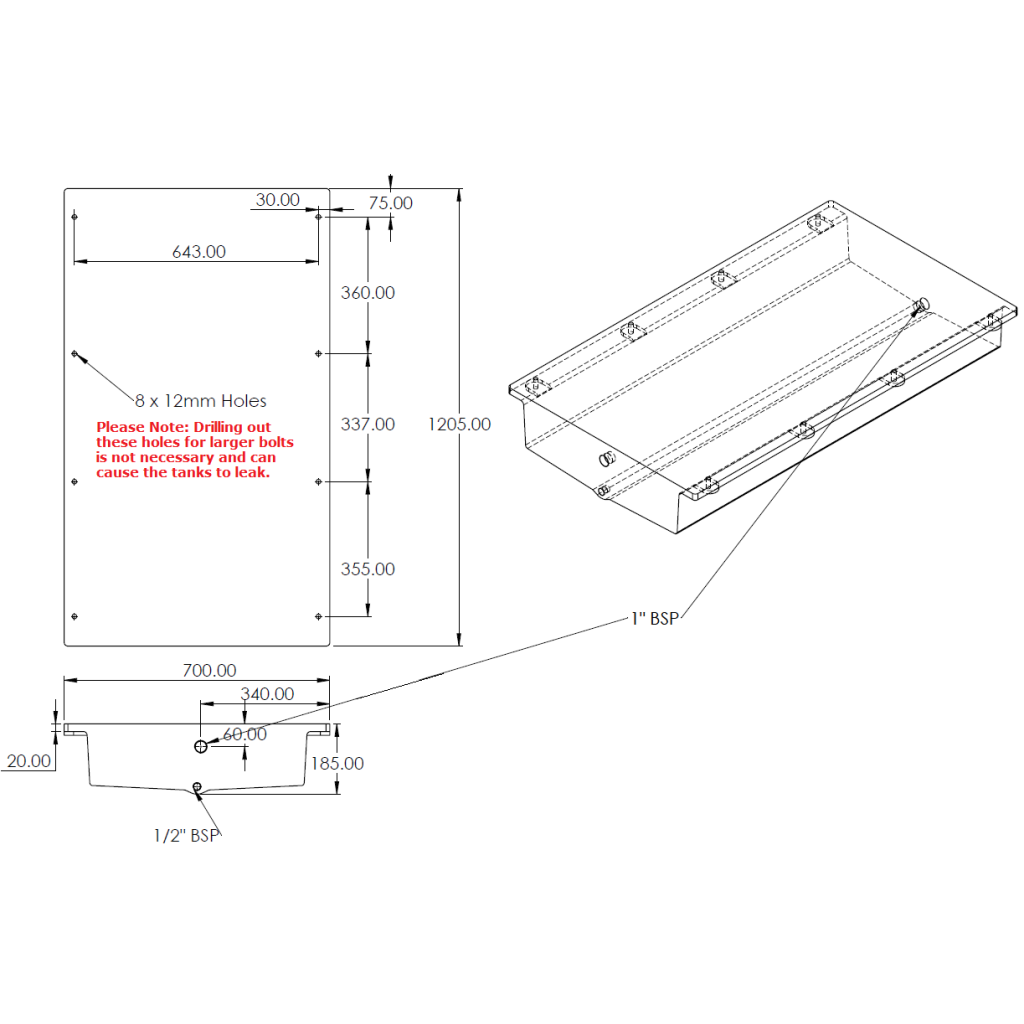 100L Trailer Diesel Tank (Australian Made) - 1