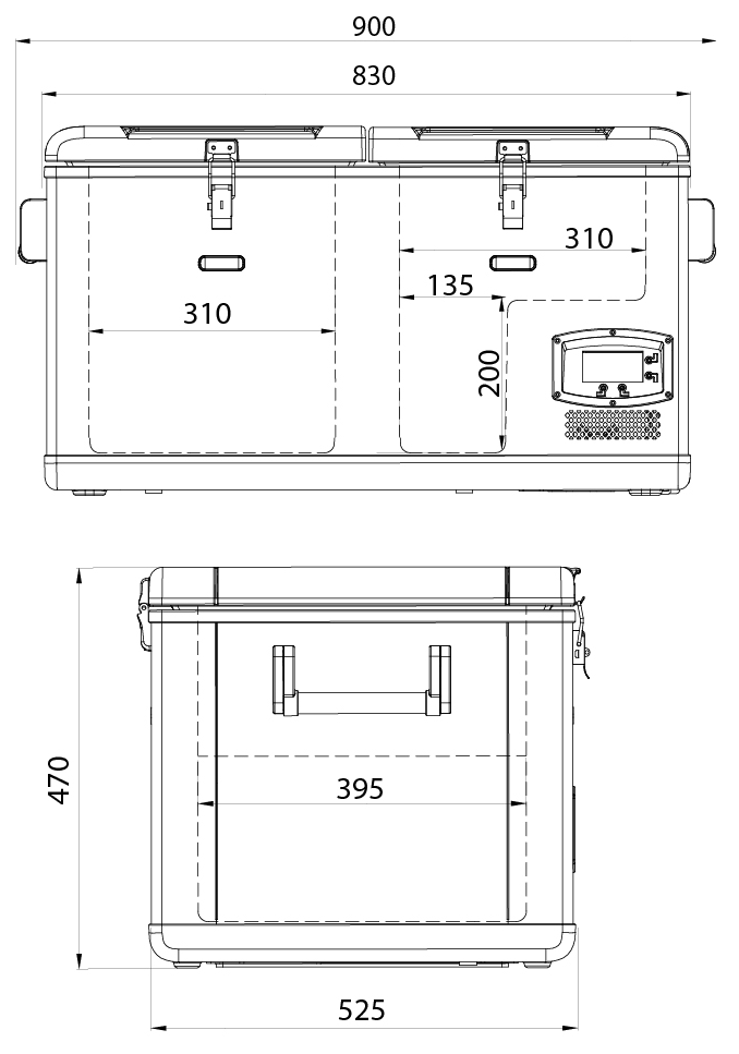 waeco 95l fridge dimensions