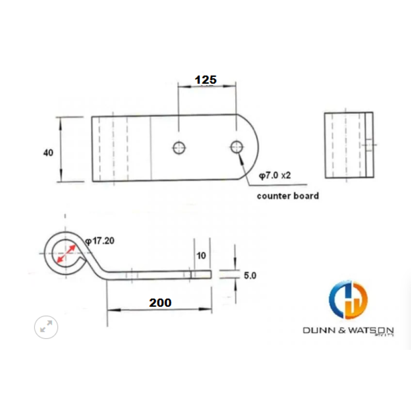 Black Strap Hinge Dimensions