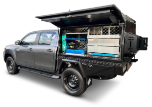 Dunn Watson Tourer Tray and Deluxe Canopy on Toyota Hilux with custom fitout 2