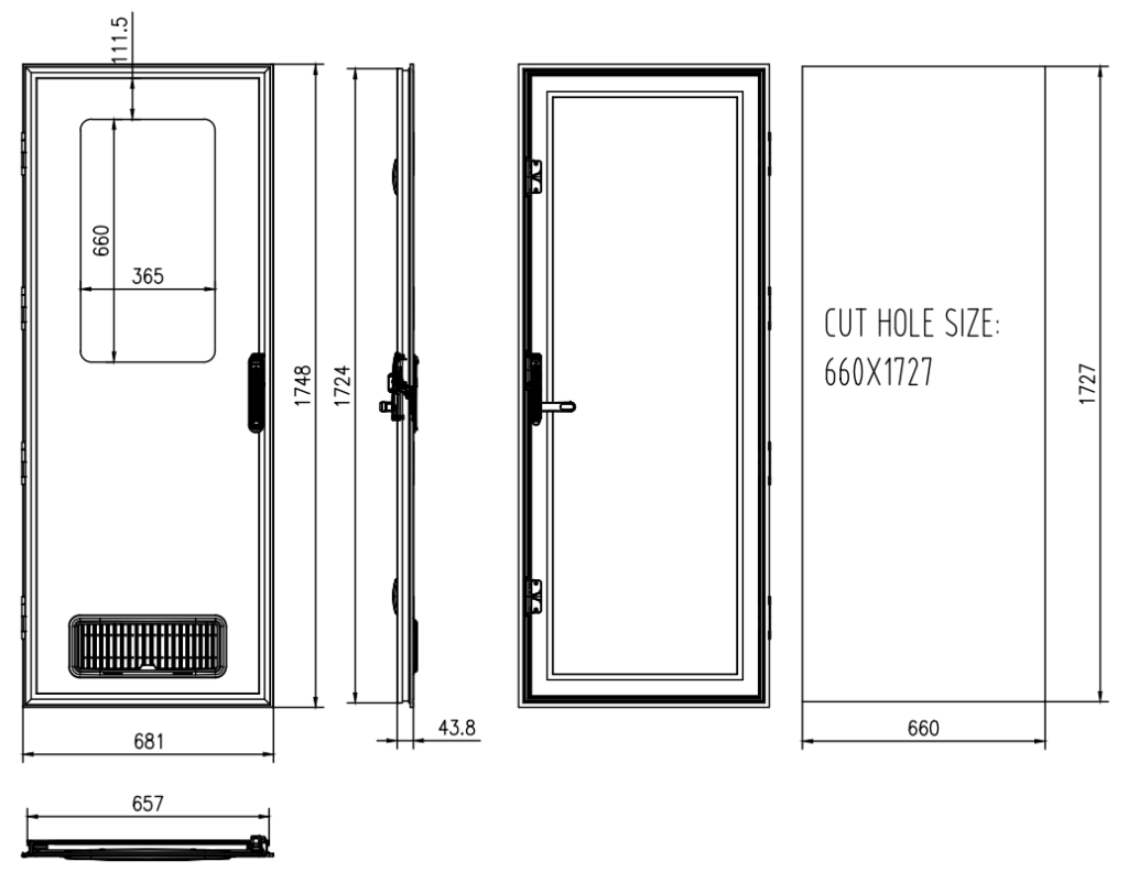 Caravan Door Dimensions Square Top 660x1727