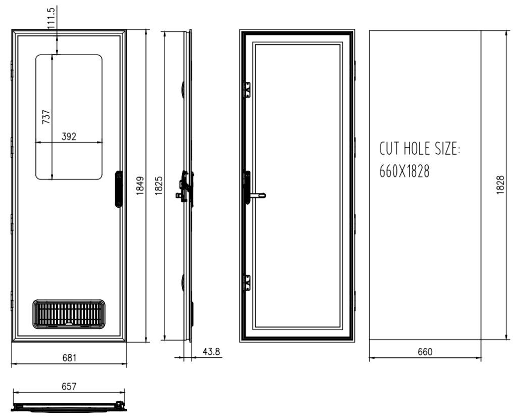Caravan Door Dimensions Square Top 660x1828