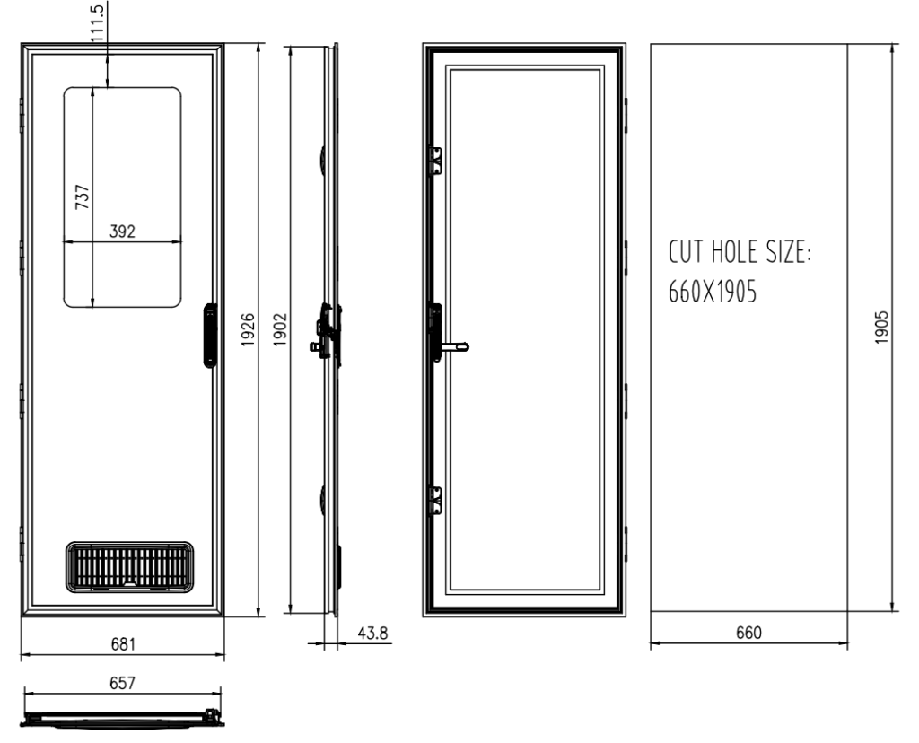 Caravan Door Dimensions Square Top 660x1905