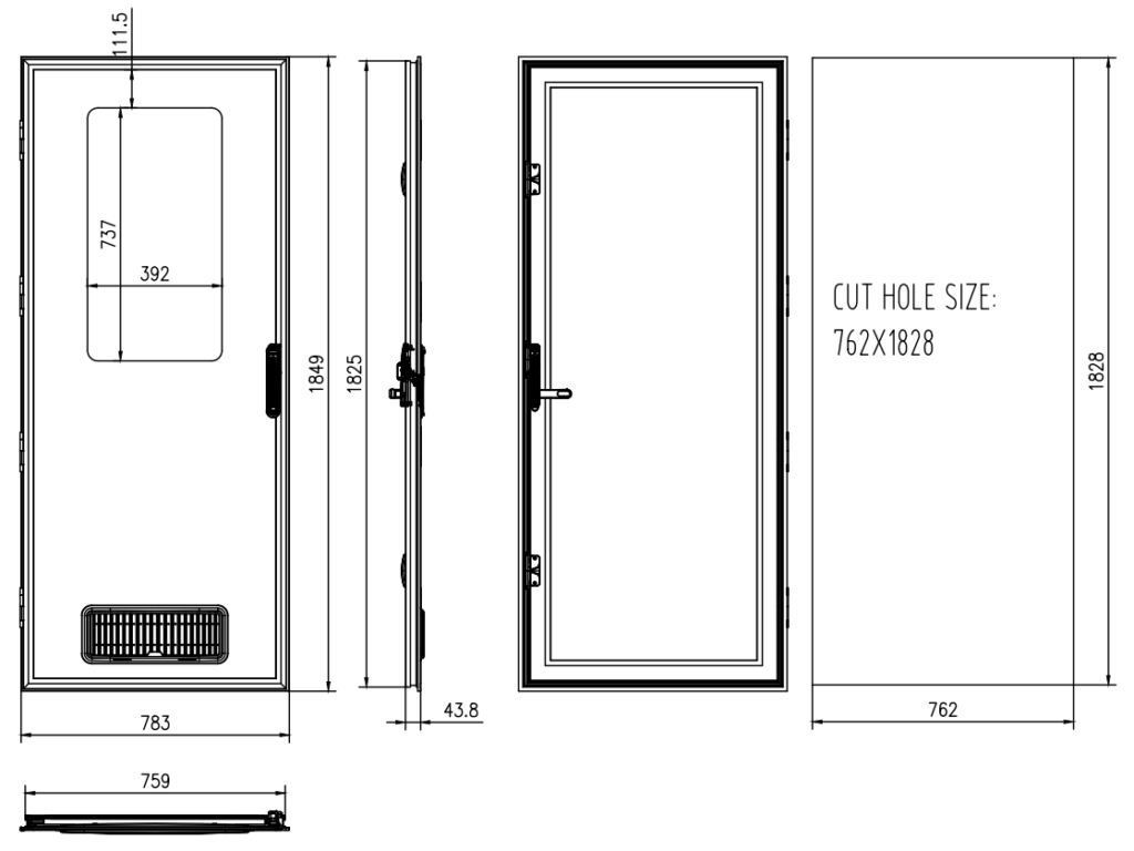 Caravan Door Dimensions Square Top 762x1828