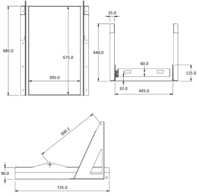 50ltr slide and tilt fridge slide dimensions