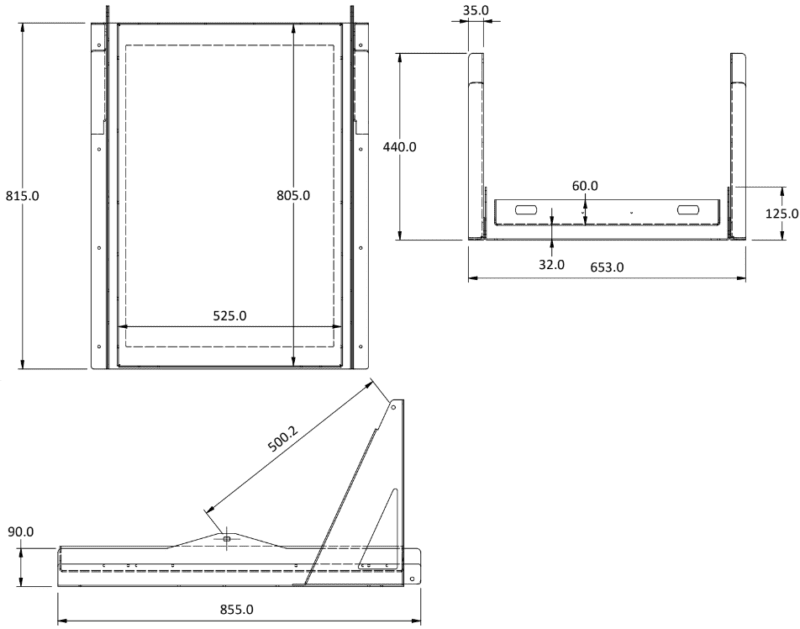 60ltr slide and tilt fridge slide dimensions