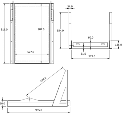 80ltr slide and tilt fridge slide dimensions