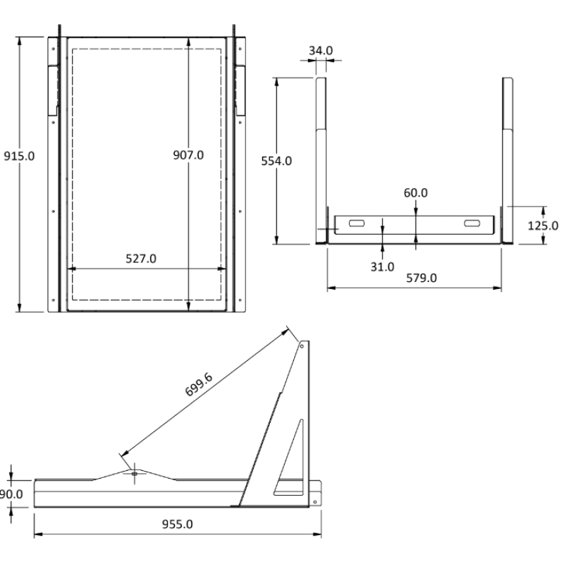 80ltr slide and tilt fridge slide dimensions