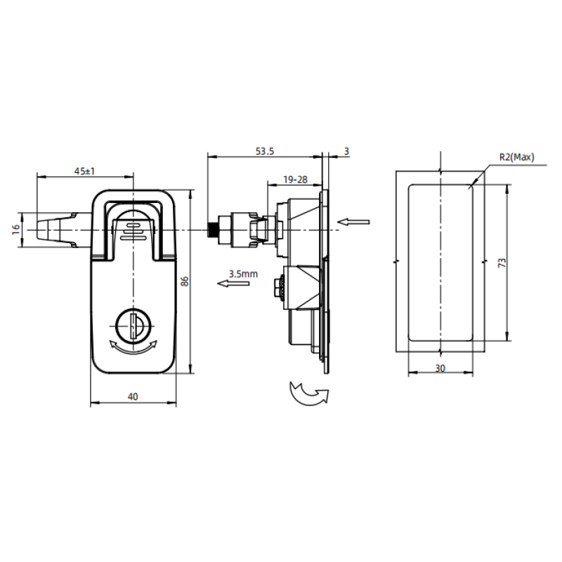 Caravan Access Door Twist Lock A7101