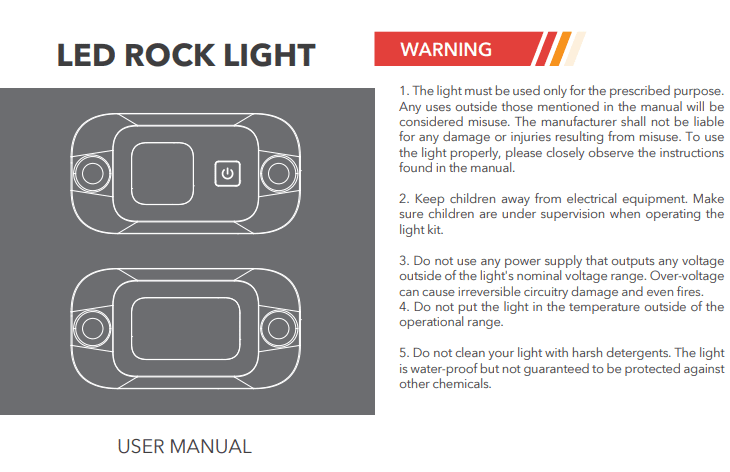 4wd Rock Lights - White & Amber + Dimmable - 1