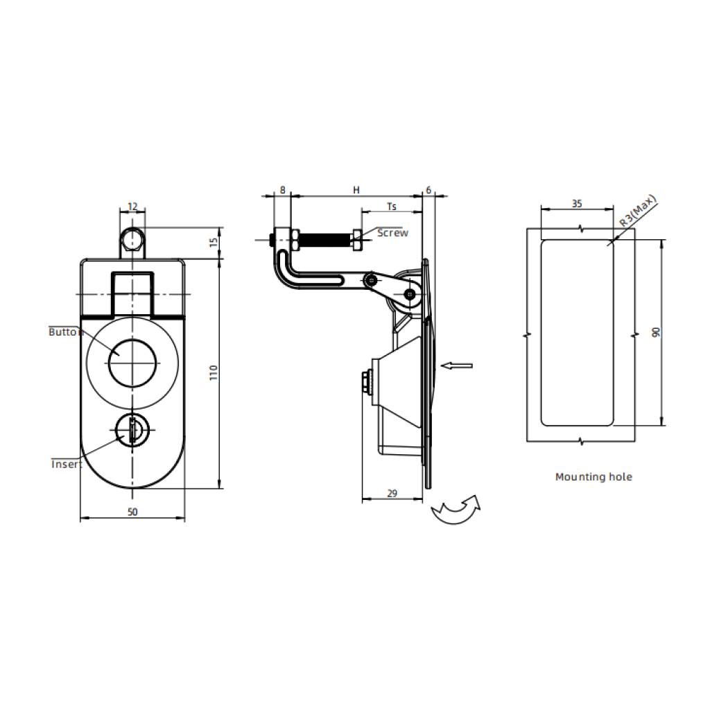 Euro Chrome Compression Lock A7303 4116 H=63 Ts=57