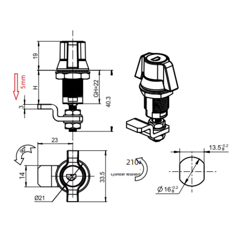 Key Locking Compression Coin Lock A6089 3111