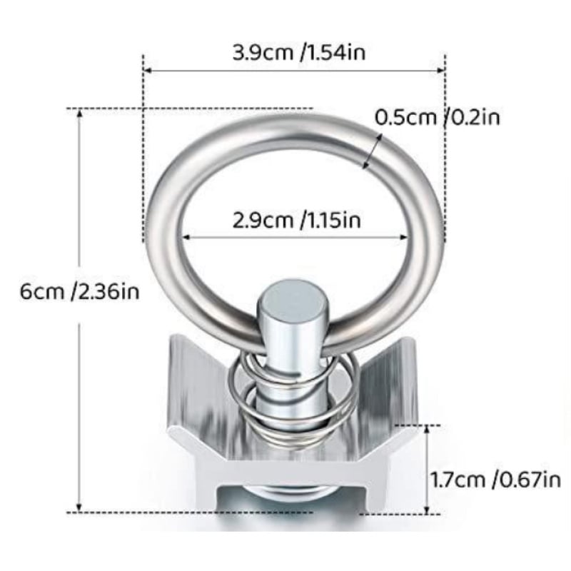 Anchor Track Single Point Tie Down Ring Dimensions