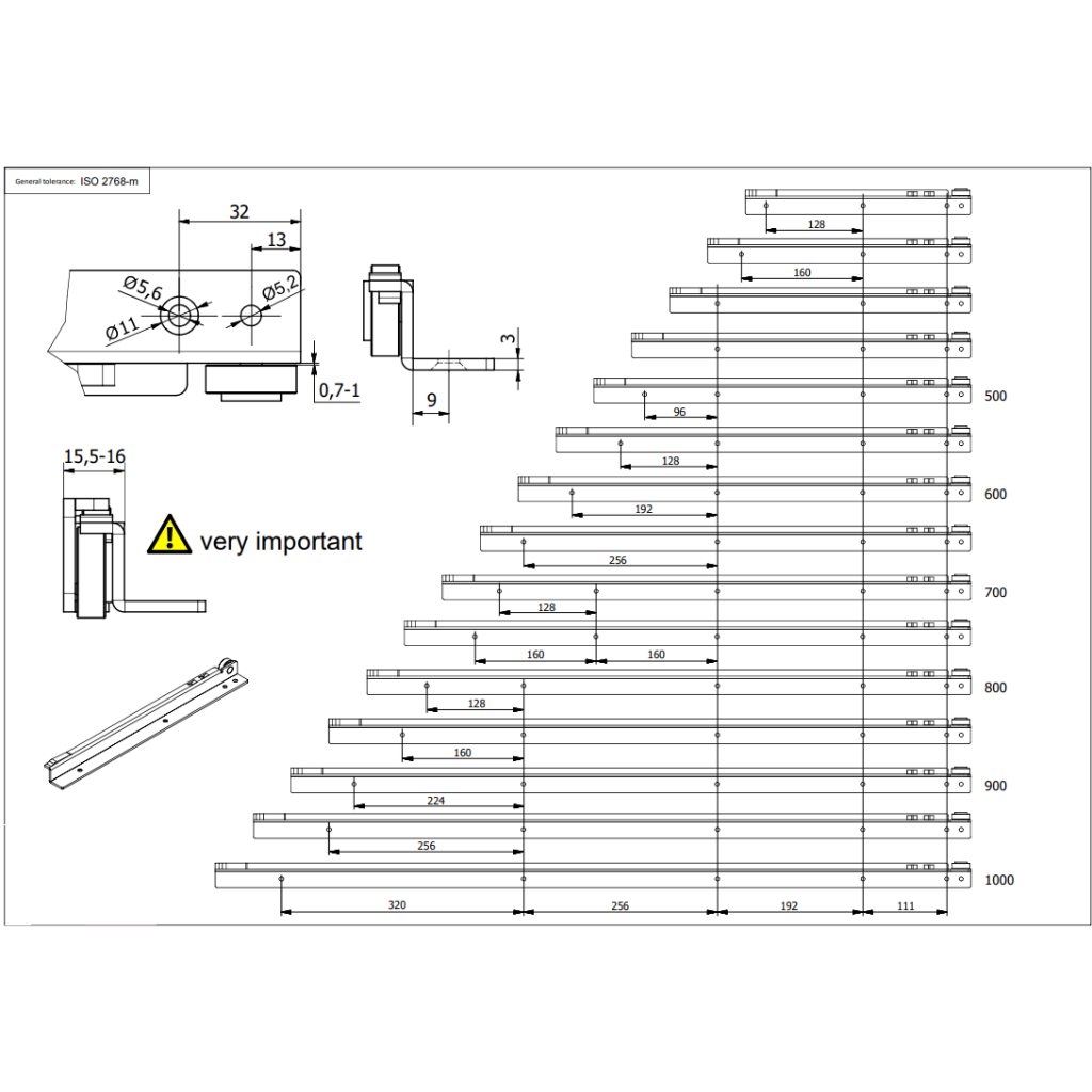 100kg Stainless Steel Base Mount Dimensions   Hole Centers Inner Track