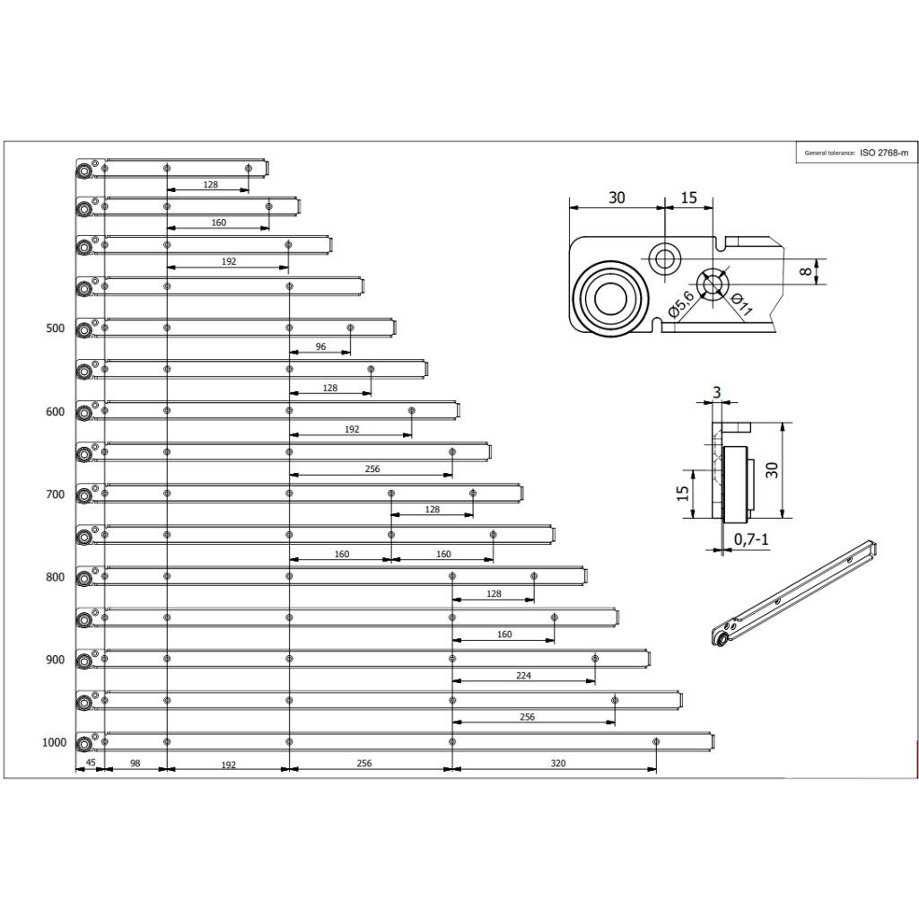 100kg Stainless Steel Base Mount Dimensions   Hole Centers Outer Track