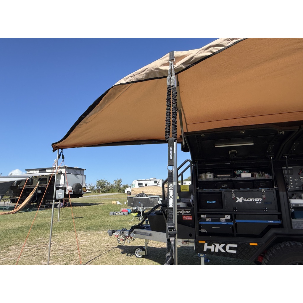 Example Of Soft Spring Tie Down Strap Securing Awning At Top